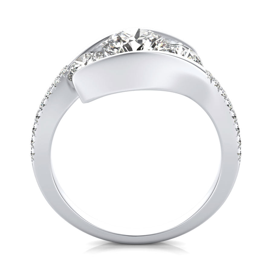 Tension Three Stone Engagement Ring