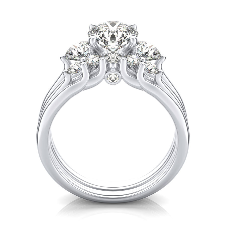 Three Stone Engagement Ring With Matching Band