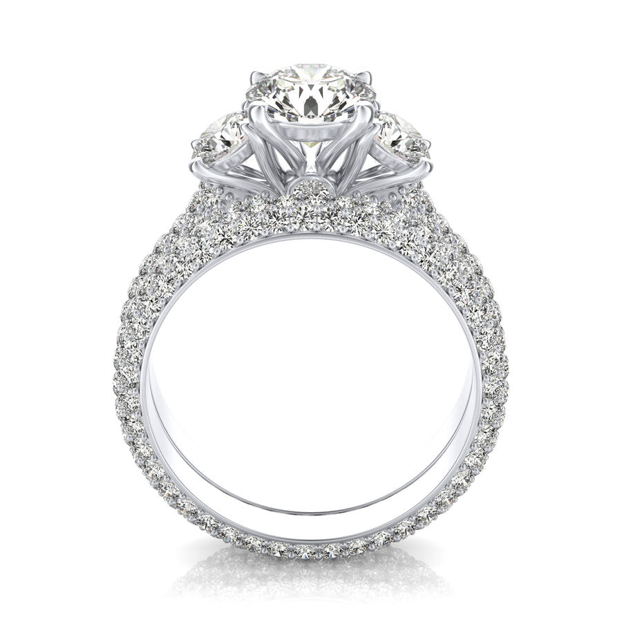 Three Stone Engagement Ring With Matching Band