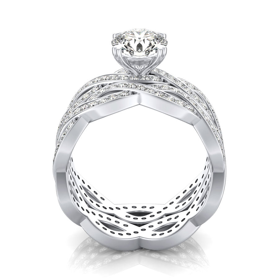 Eternity Twist Engagement Ring With Matching Band