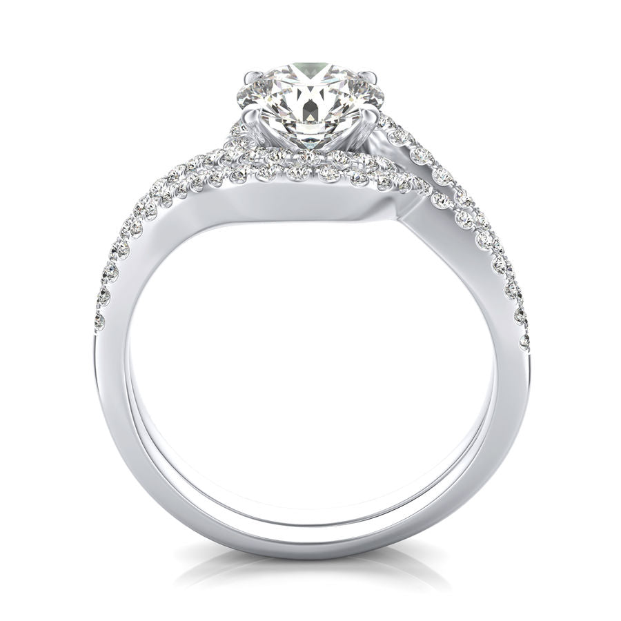 Halo Engagement Ring With Matching Band