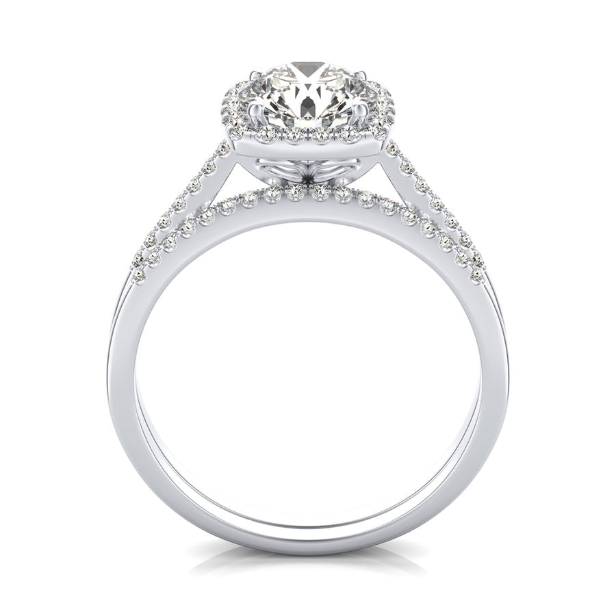 Halo Engagement Ring With Matching Band