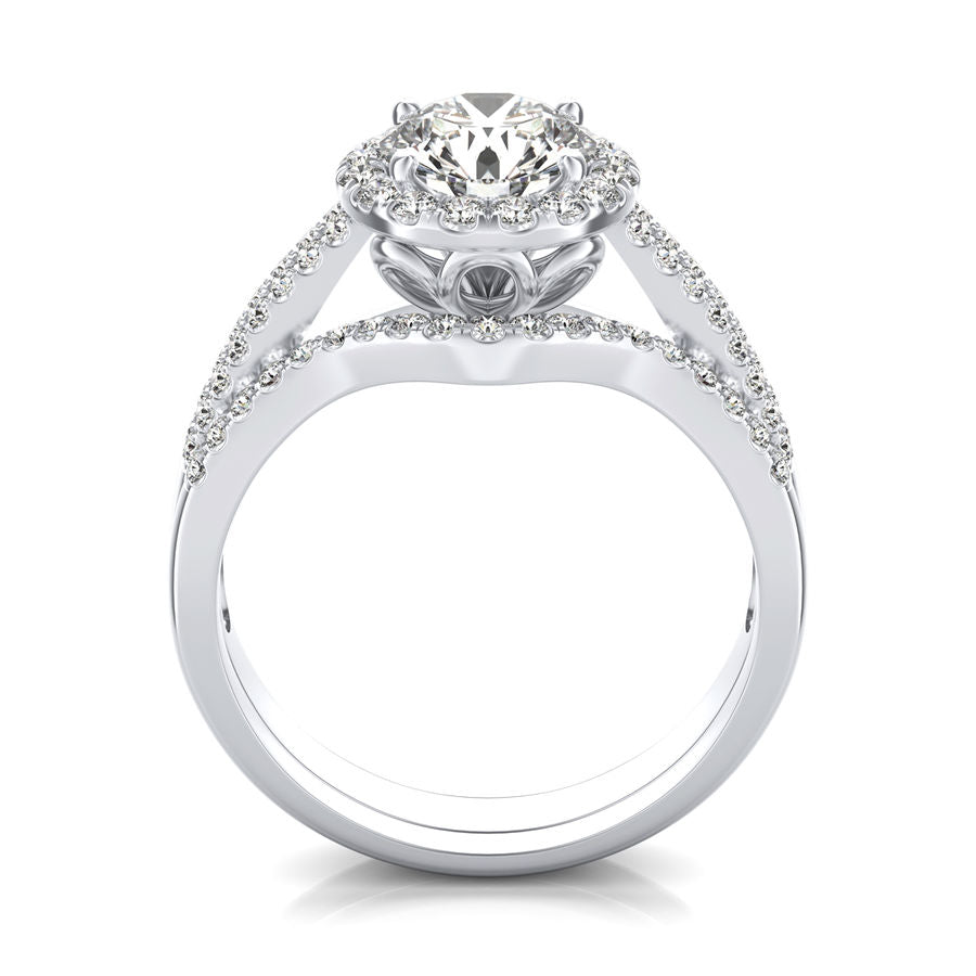 Halo Engagement Ring With Matching Band