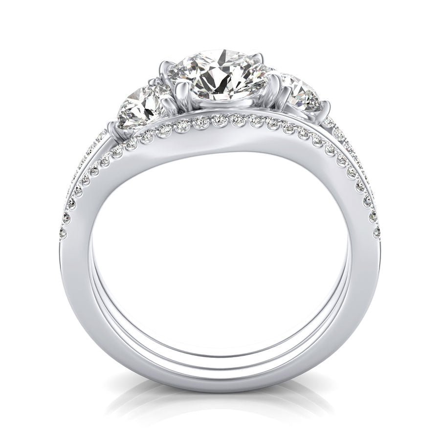Three Stone Engagement Ring With Matching Band