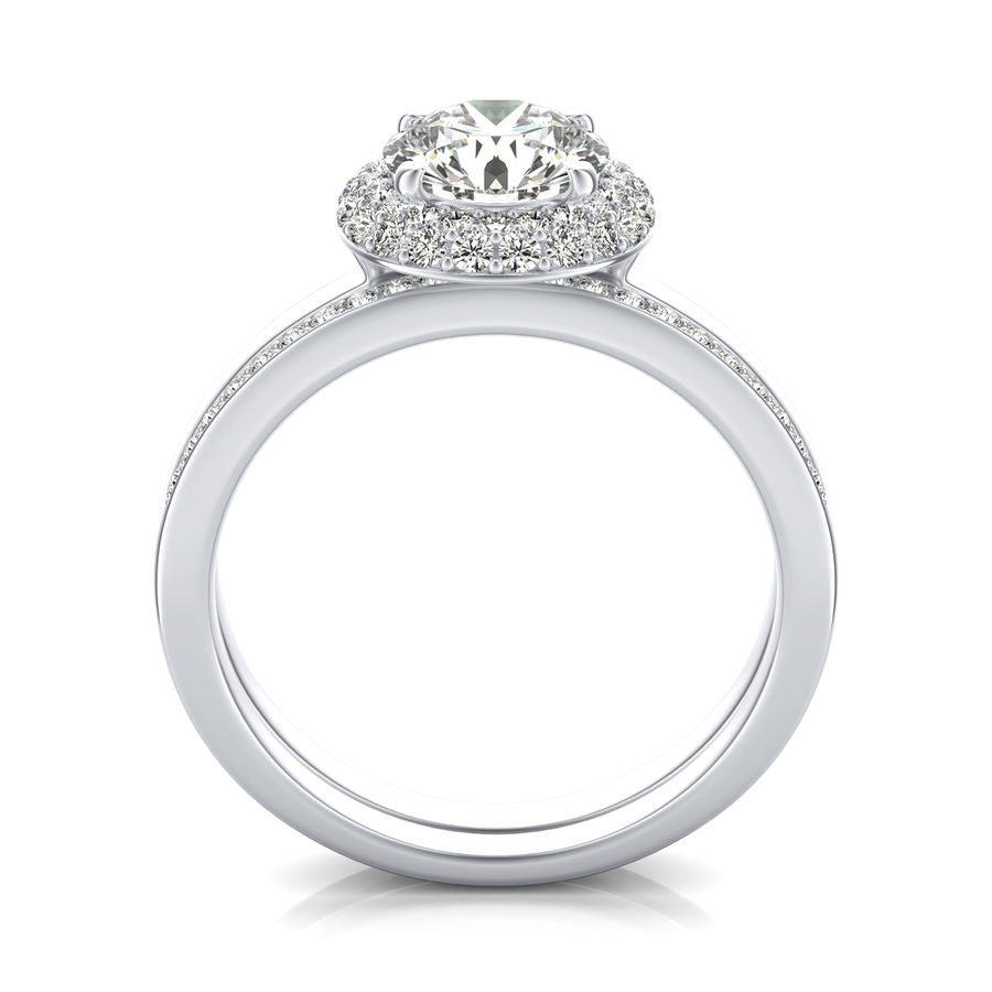 Halo Engagement Ring With Matching Band
