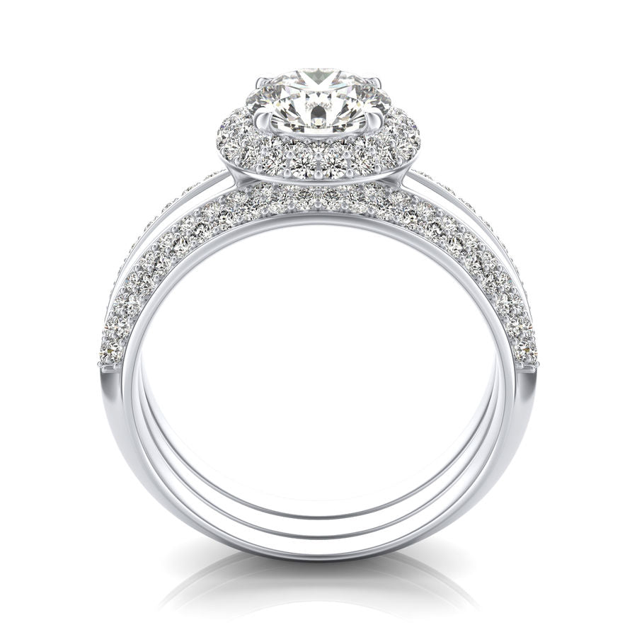 Halo Engagement Ring With Matching Band