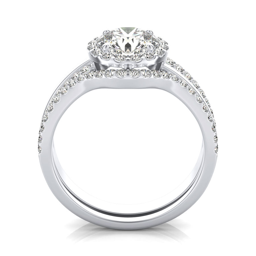 Halo Engagement Ring With Matching Band