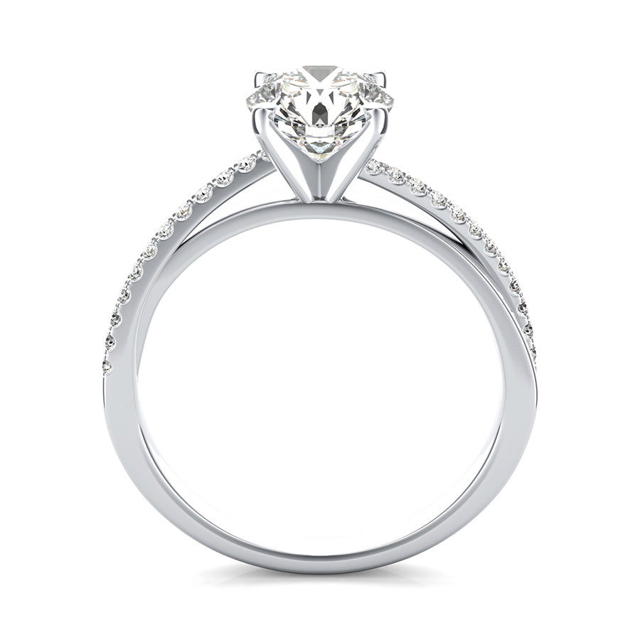 Cathedral Twist Engagement Ring With Side Stones