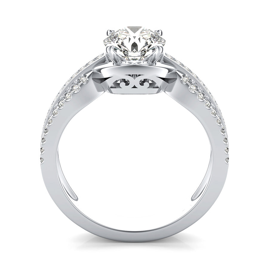 Unique Triple Band Engagement Ring With Side Stones