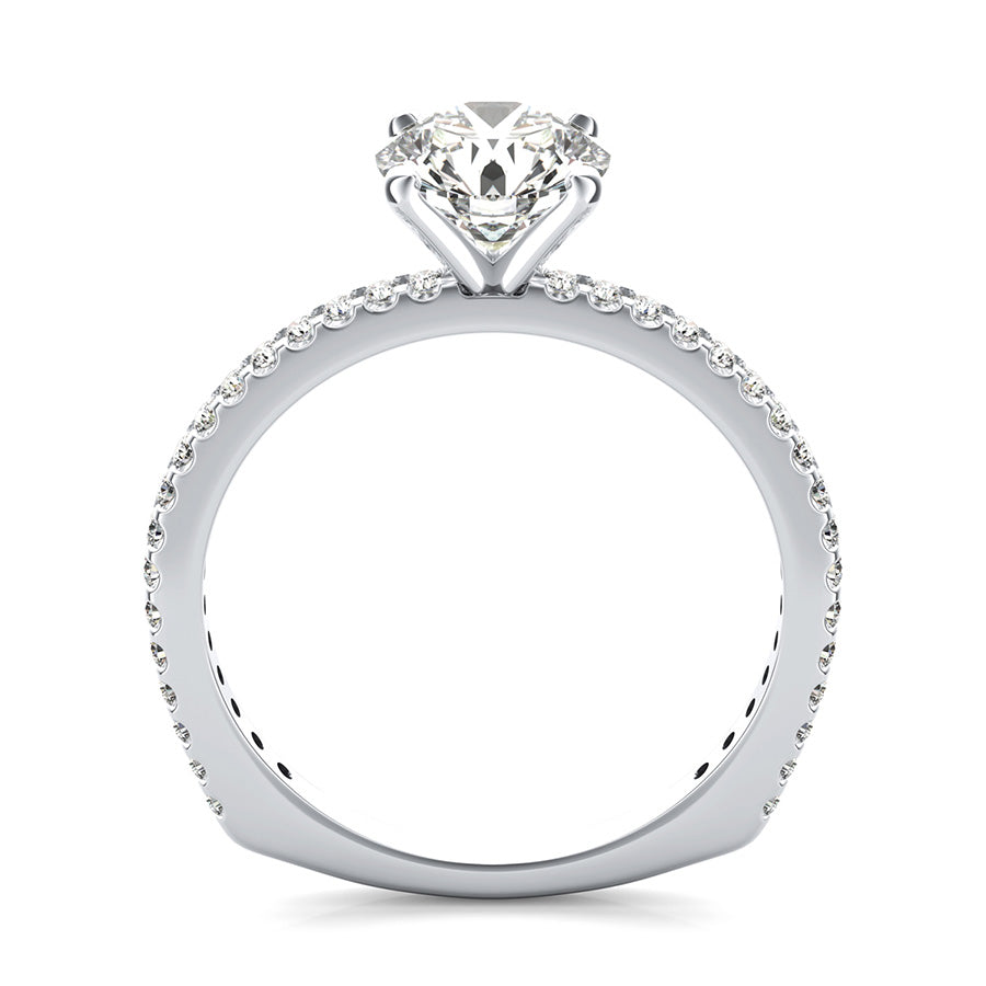 Classic Side Stone Engagement Ring With Square Shank