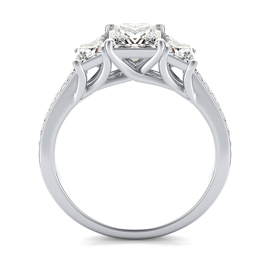 Three Stone Trellis Engagement Ring