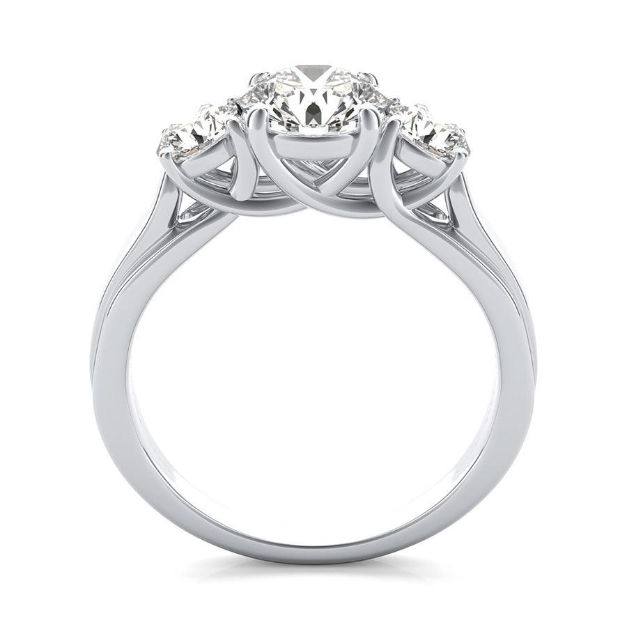 Classic Three Stone Trellis Engagement Ring