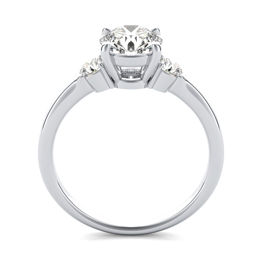 Three Stone Engagement Ring With Half Bezel Side Stones