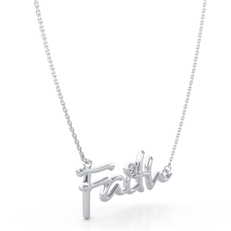 "Faith" Pendant With Bezel Set Stone