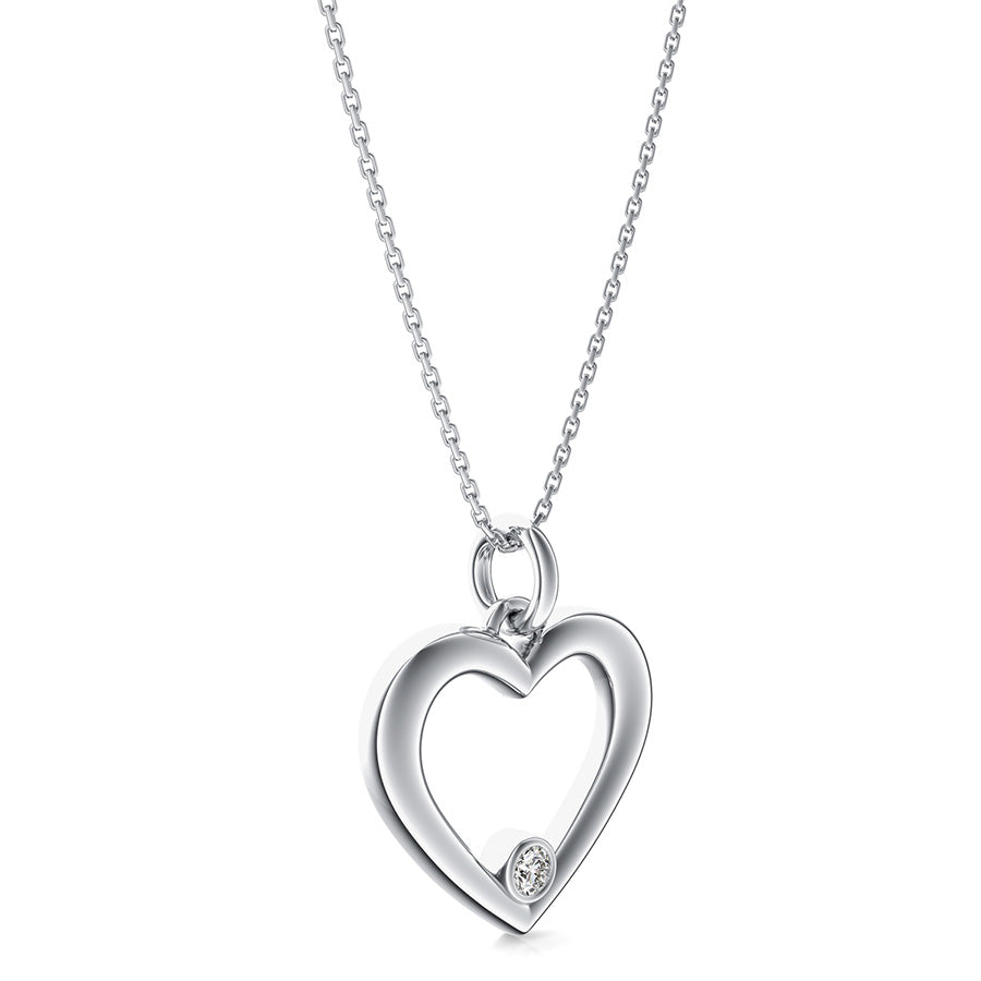 Open Heart Pendant With Bezel Set Stone