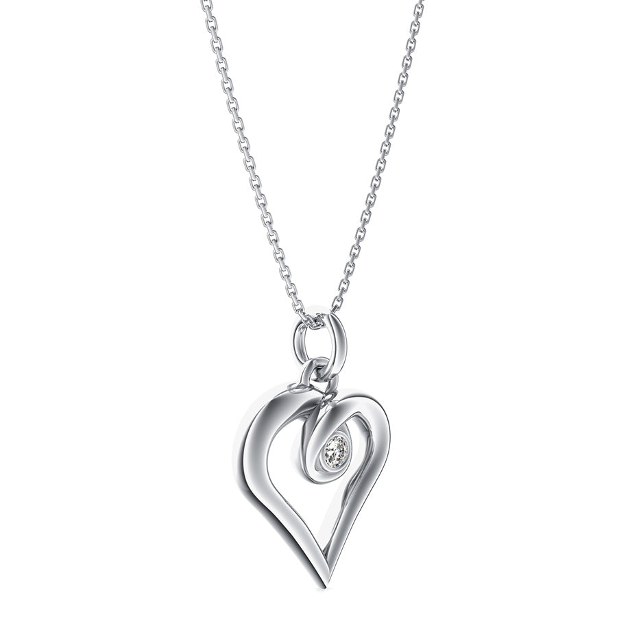 Heart Pendant With Twist Bezel Set Stone