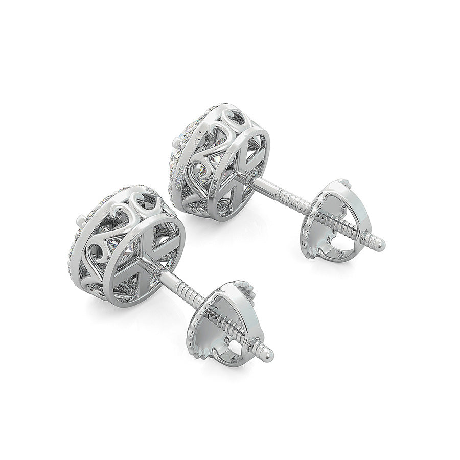 Scroll Basket Halo Earrings