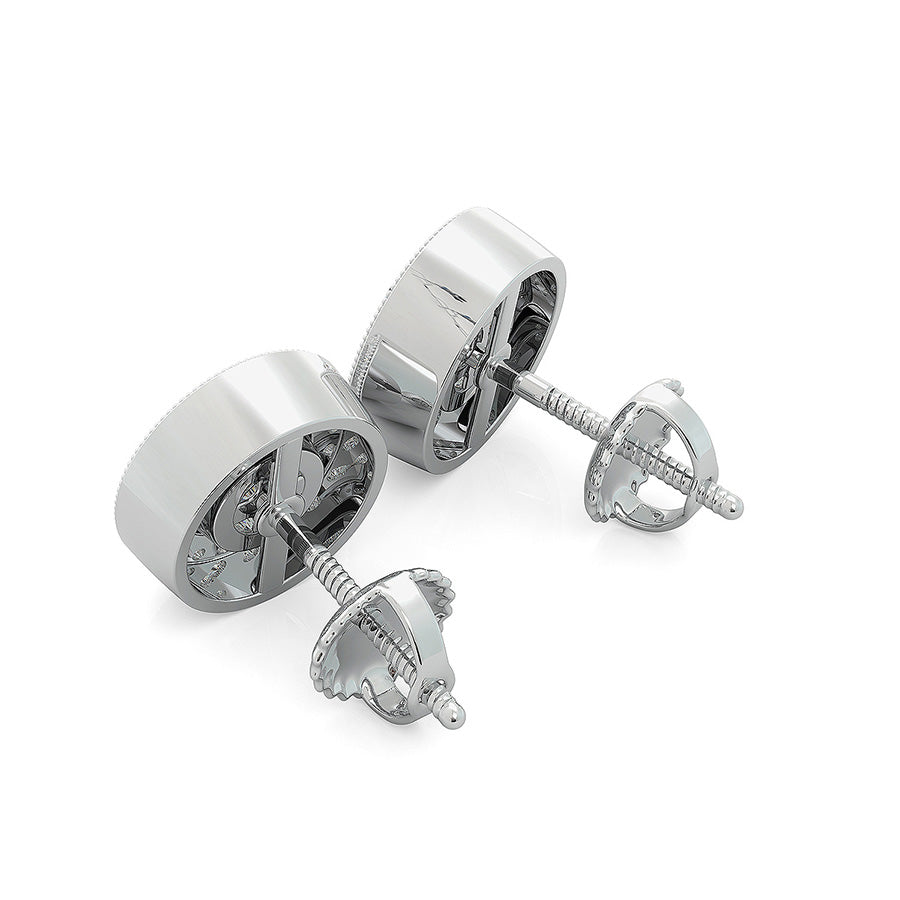 Bezel Set Halo Earrings With Milgrain