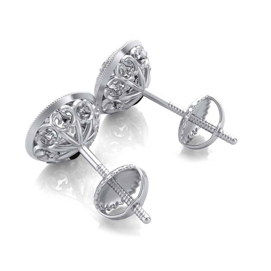 Halo Stud Earrings With Milgrain