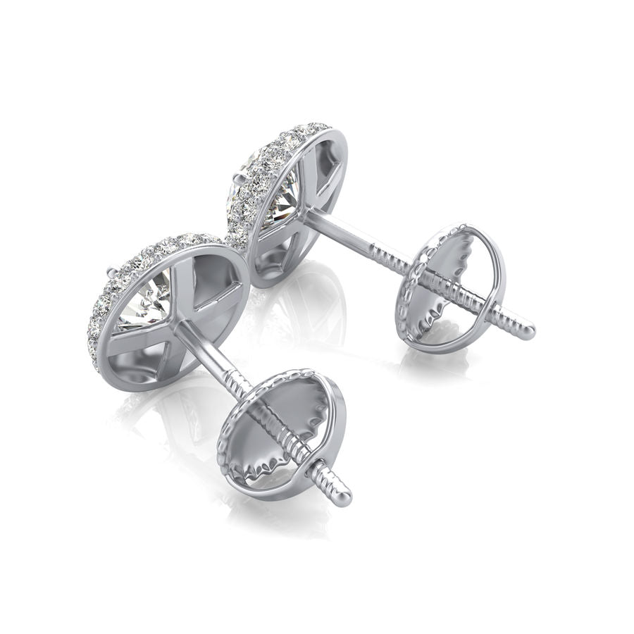 Micro Pave Halo Stud Earrings