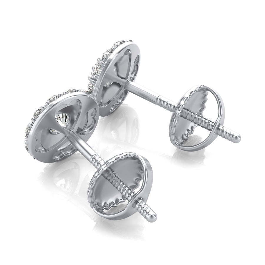 Two Row Pave Halo Stud Earrings