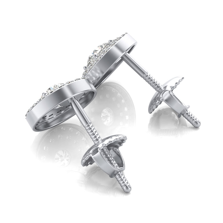 Two Row Pave Halo Stud Earrings