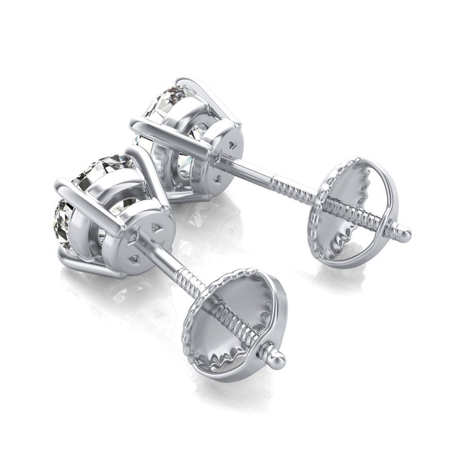 Christmas Sale - 6.00 ctw. Diamond Stud Earrings in Solid 14K White Yellow or Rose