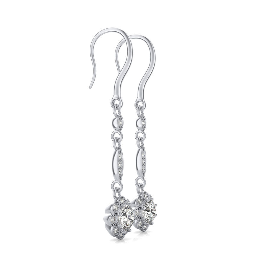 Lever Back Halo Drop Earrings