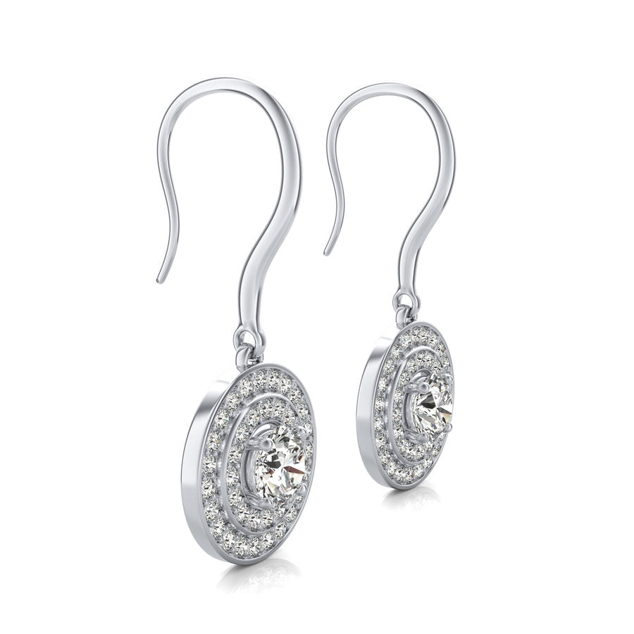 Double Halo Lever Back Earrings