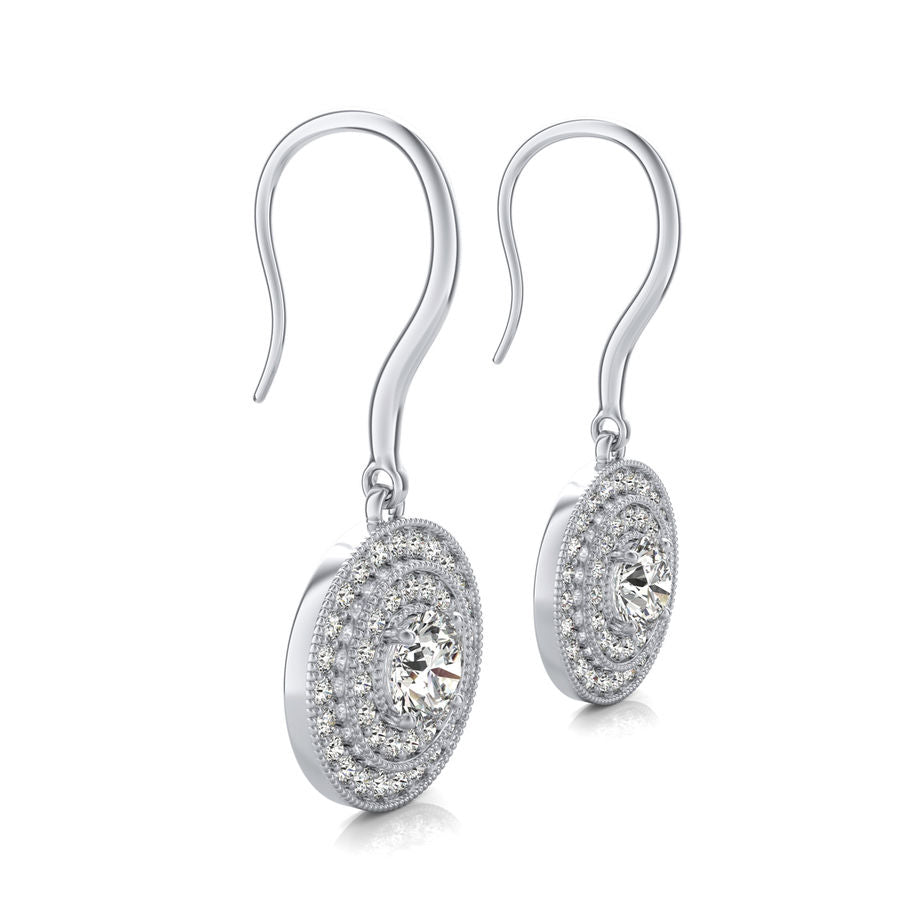 Double Halo Lever Back Earrings