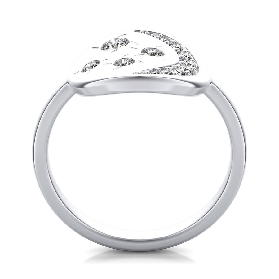 Crescent Moon with Stars Fashion Ring