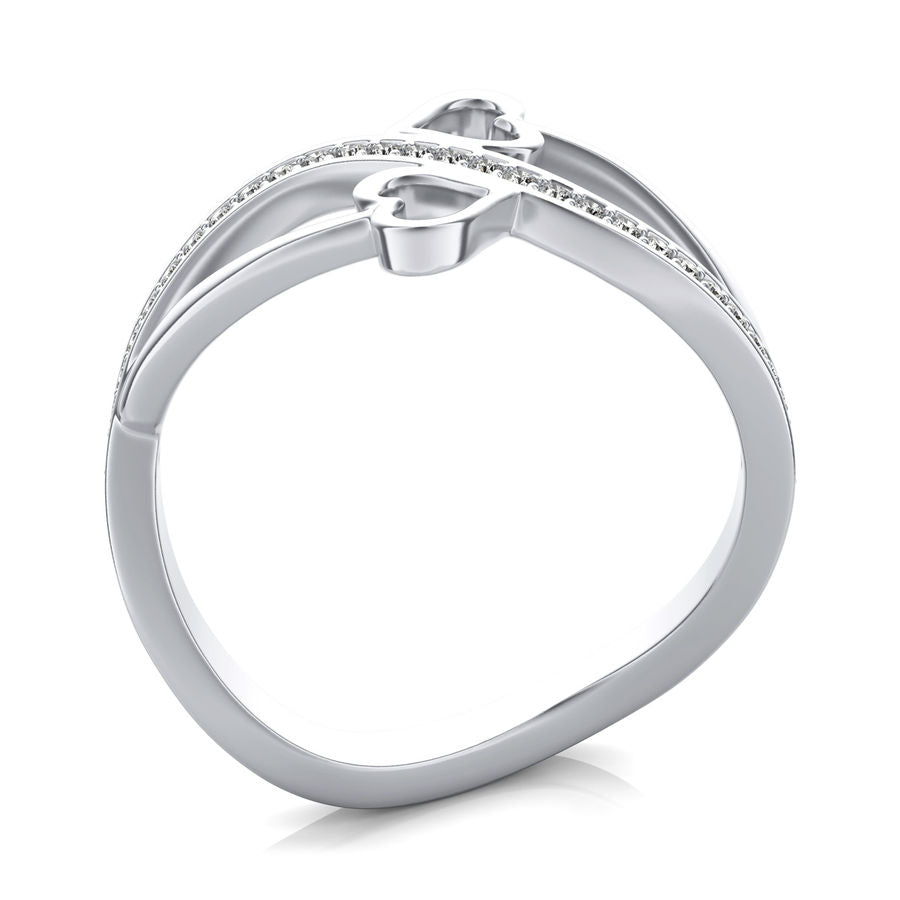 Double Heart with a Twist Fashion Ring