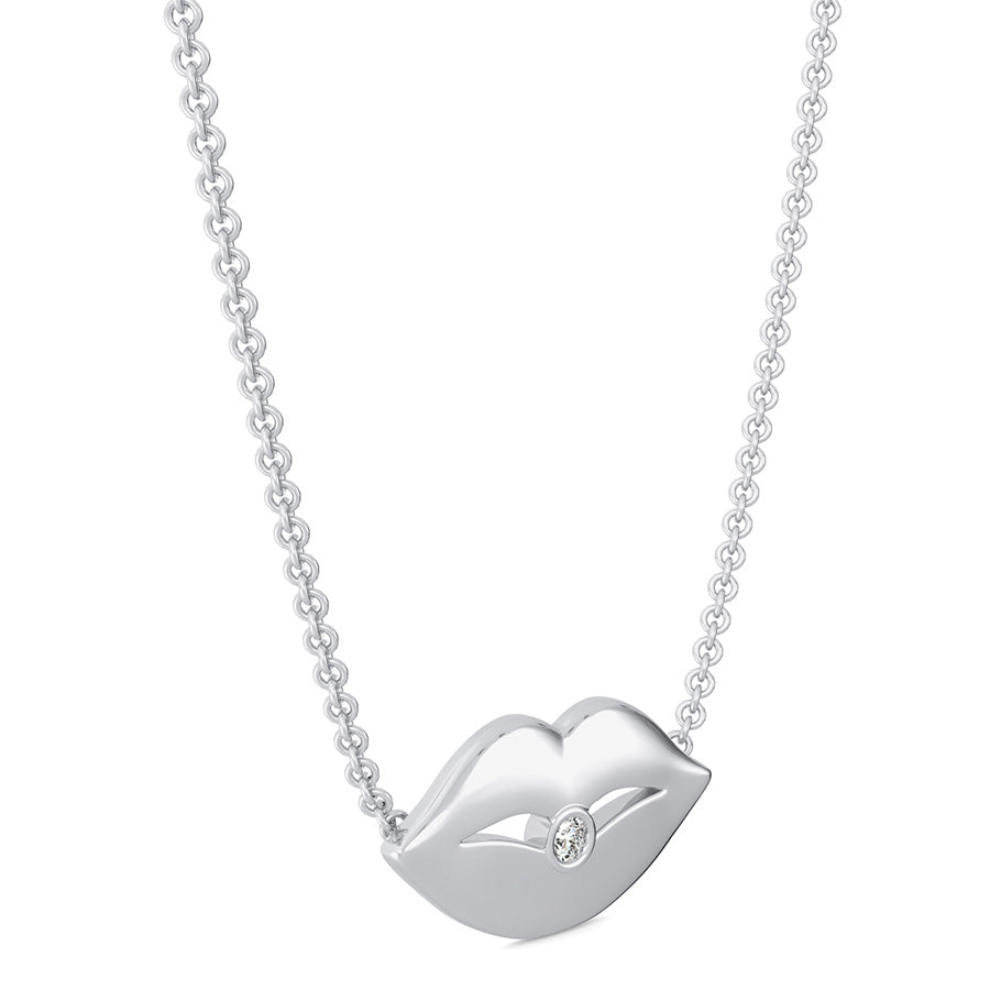 Lips Charm Pendant With Bezel Set Stone