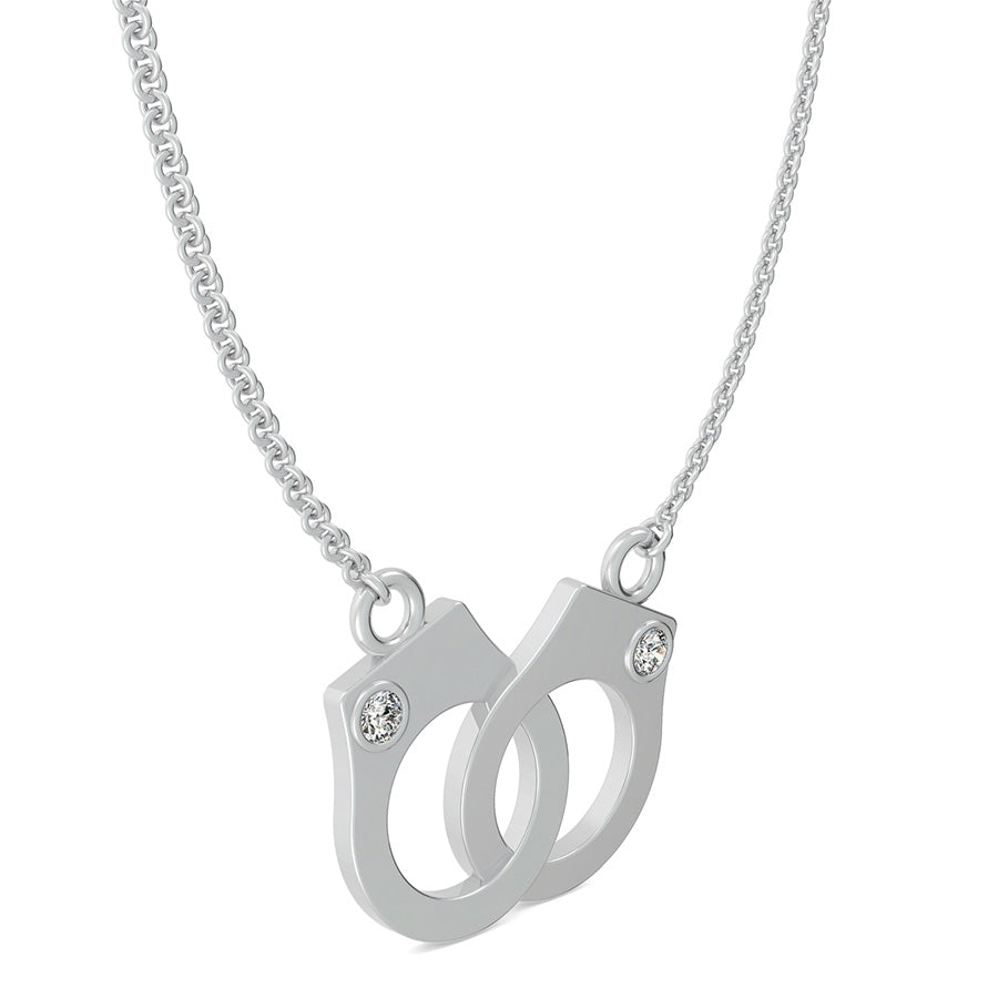 Handcuffs Charm Pendant With Bezel Set Stones