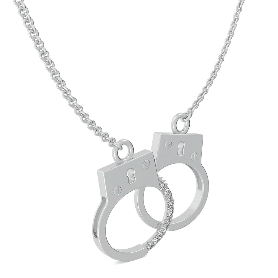 Handcuffs Charm Pendant With Pave Set Stones