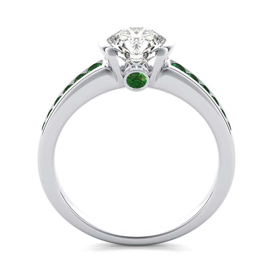 Half Bezel Engagement Ring With Channel Set Side Stones