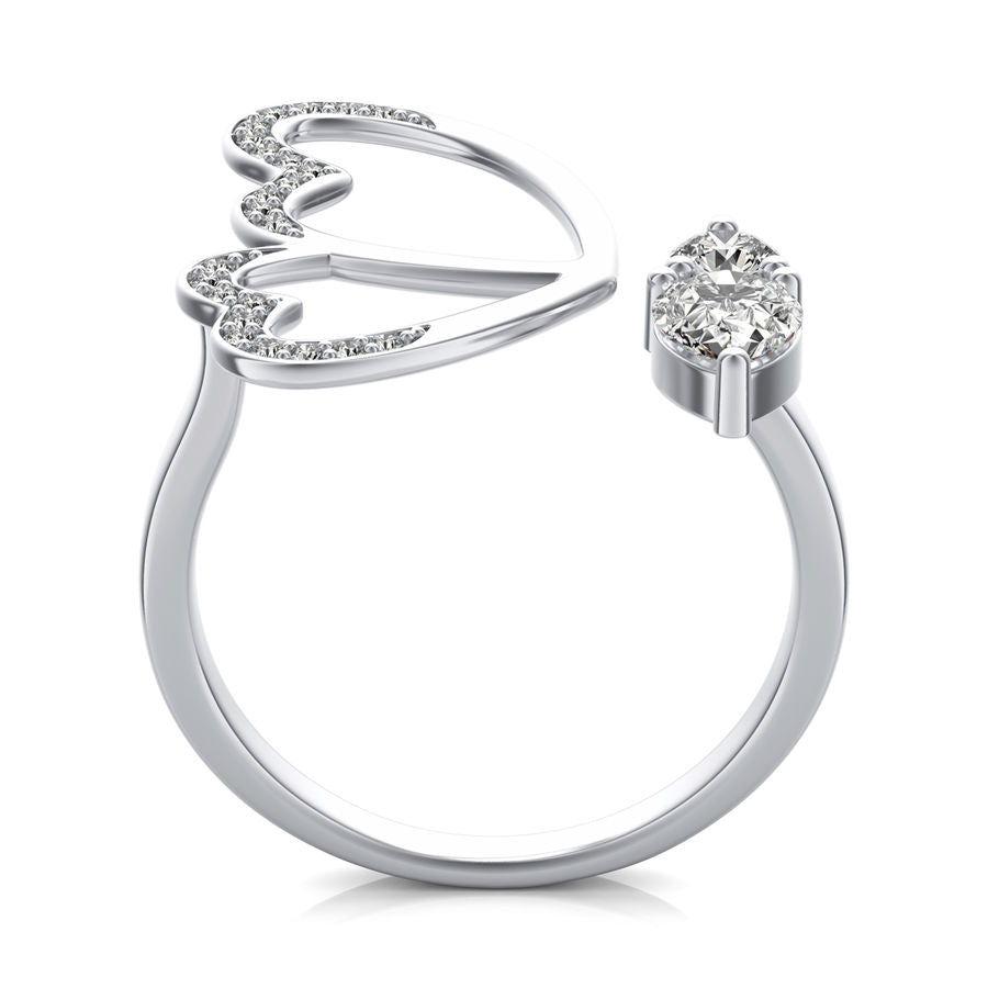Double Heart with Pear Open Cocktail Ring