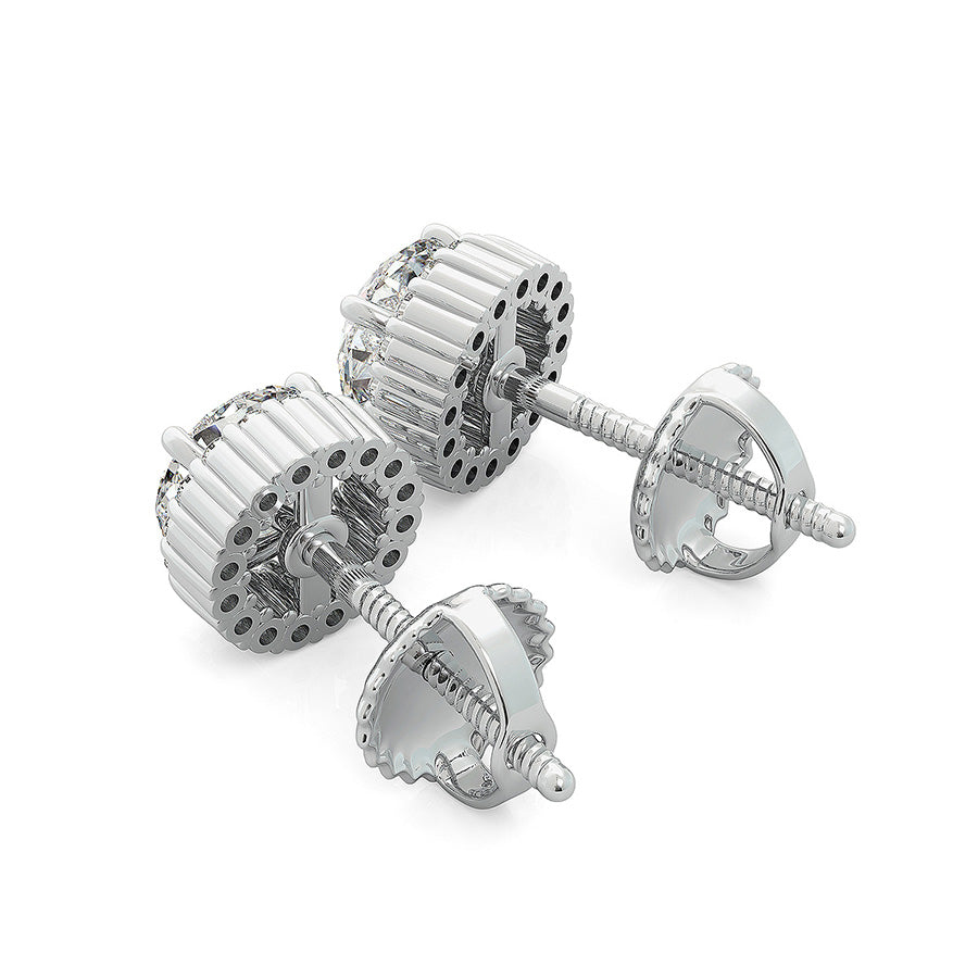 Share Prong Basket Halo Earrings