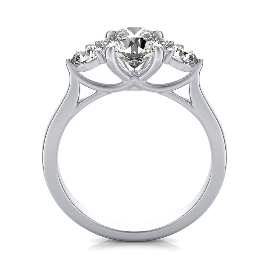 Trellis Cathedral Three Stone Engagement Ring