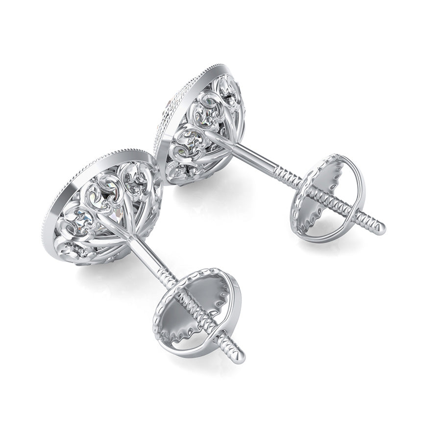 Butterfly Milgrain Bezel Halo Earrings