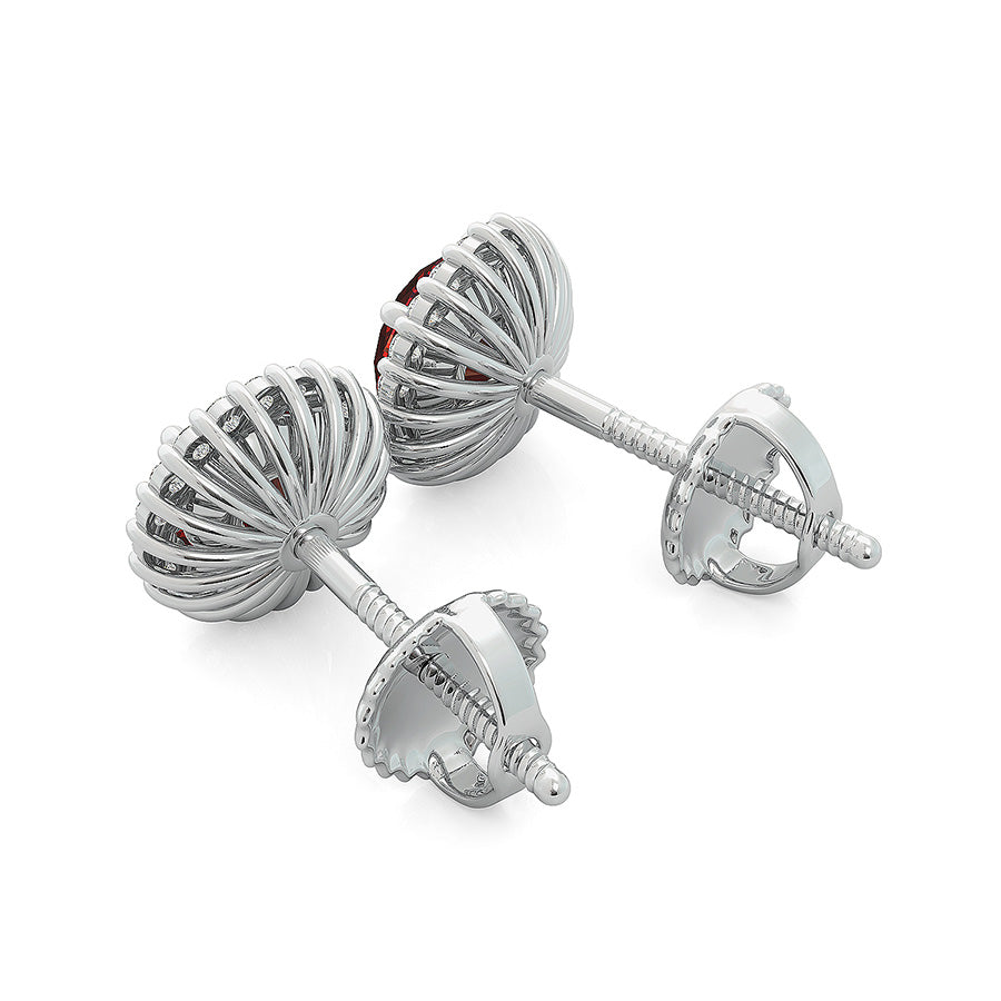 Wire Martini Basket Halo Earrings