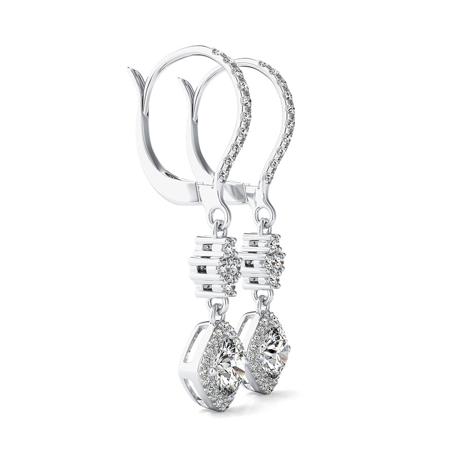 Accented Halo Drop Earrings