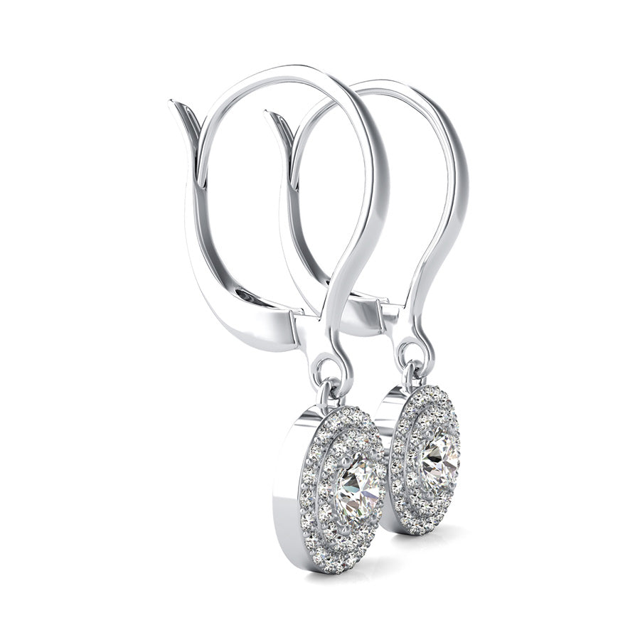 Double Row Halo Drop Earrings