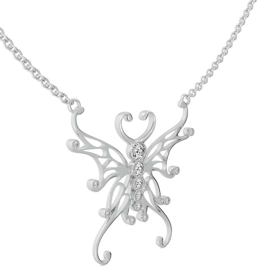Butterfly Pendant With Bezel Set Stones