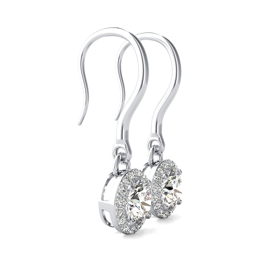 Pave Set Halo Dangle Earrings